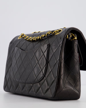 Chanel Black Vintage Medium Classic Double Flap Bag in Lambskin Leather with 24K Gold Hardware