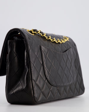 Chanel Black Vintage Medium Classic Double Flap Bag in Lambskin Leather with 24K Gold Hardware