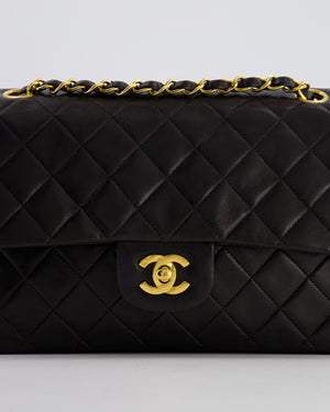 Chanel Black Vintage Medium Classic Double Flap Bag in Lambskin Leather with 24K Gold Hardware