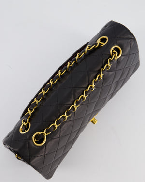 Chanel Black Vintage Medium Classic Double Flap Bag in Lambskin Leather with 24K Gold Hardware