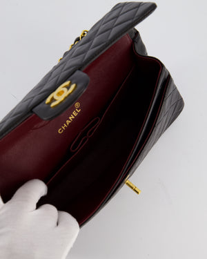 Chanel Black Vintage Medium Classic Double Flap Bag in Lambskin Leather with 24K Gold Hardware