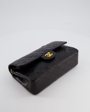 Chanel Black Vintage Medium Classic Double Flap Bag in Lambskin Leather with 24K Gold Hardware