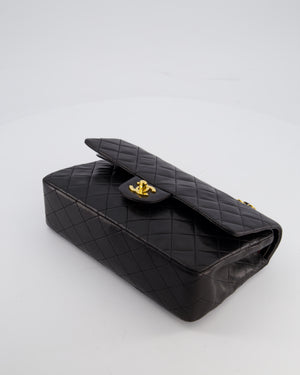 Chanel Black Vintage Medium Classic Double Flap Bag in Lambskin Leather with 24K Gold Hardware
