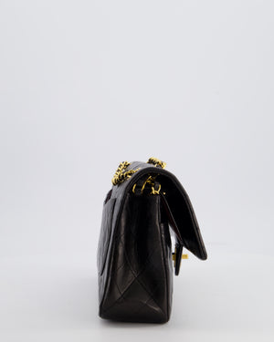 Chanel Black Vintage Medium Classic Double Flap Bag in Lambskin Leather with 24K Gold Hardware