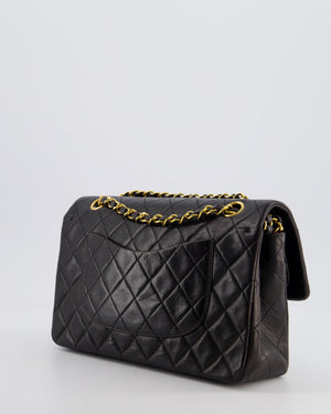 Chanel Black Vintage Medium Classic Double Flap Bag in Lambskin Leather with 24K Gold Hardware