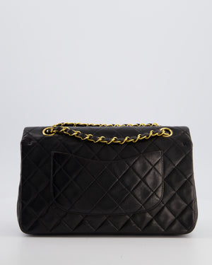 Chanel Black Vintage Medium Classic Double Flap Bag in Lambskin Leather with 24K Gold Hardware