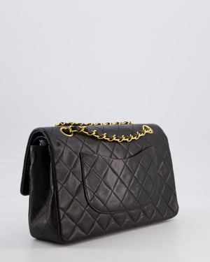 Chanel Black Vintage Medium Classic Double Flap Bag in Lambskin Leather with 24K Gold Hardware