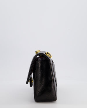 Chanel Black Vintage Medium Classic Double Flap Bag in Lambskin Leather with 24K Gold Hardware