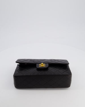 Chanel Black Vintage Medium Classic Double Flap Bag in Lambskin Leather with 24K Gold Hardware