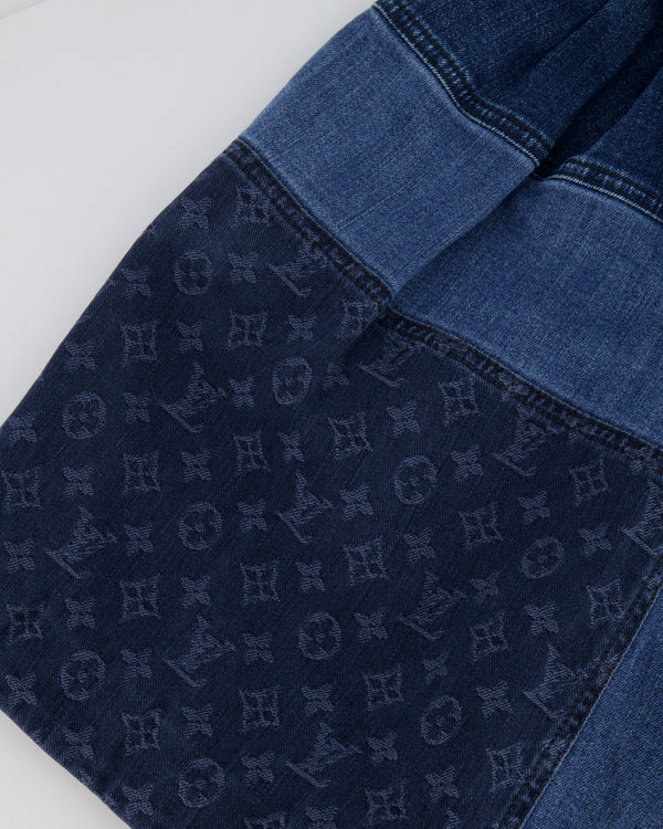 Louis Vuitton Denim Mini Sleeveless Dress with Patchwork Monogram Details Size FR 40 (UK 12)