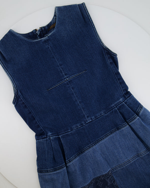 Louis Vuitton Denim Mini Sleeveless Dress with Patchwork Monogram Details Size FR 40 (UK 12)