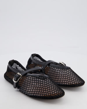 Alaïa Black Fishnet Mesh Ballet Flats Size EU 37