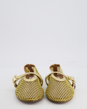 Alaïa Gold Mesh Fishnet Ballet Flats Size EU 37