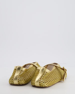 Alaïa Gold Mesh Fishnet Ballet Flats Size EU 37
