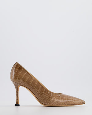 Manolo Blahnik Tan Blixa BB Alligator Pumps Size EU 35.5