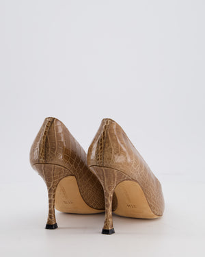 Manolo Blahnik Tan Blixa BB Alligator Pumps Size EU 35.5
