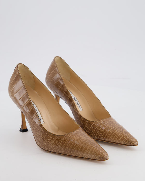 Manolo Blahnik Tan Blixa BB Alligator Pumps Size EU 35.5