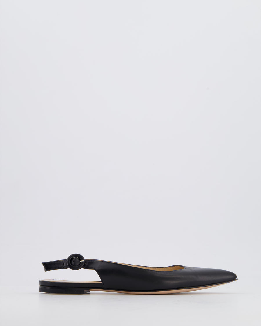 Gianvito Rossi Black Leather Slingback Flats Size EU 35.5