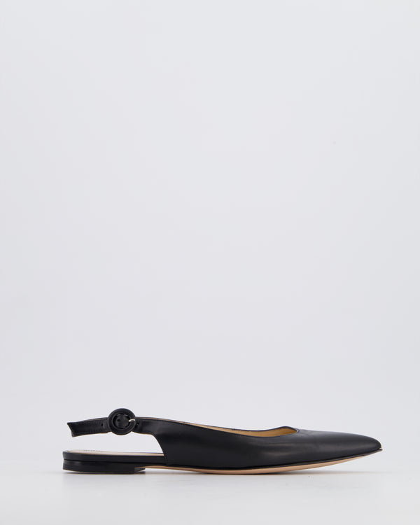 Gianvito Rossi Black Leather Slingback Flats Size EU 35.5