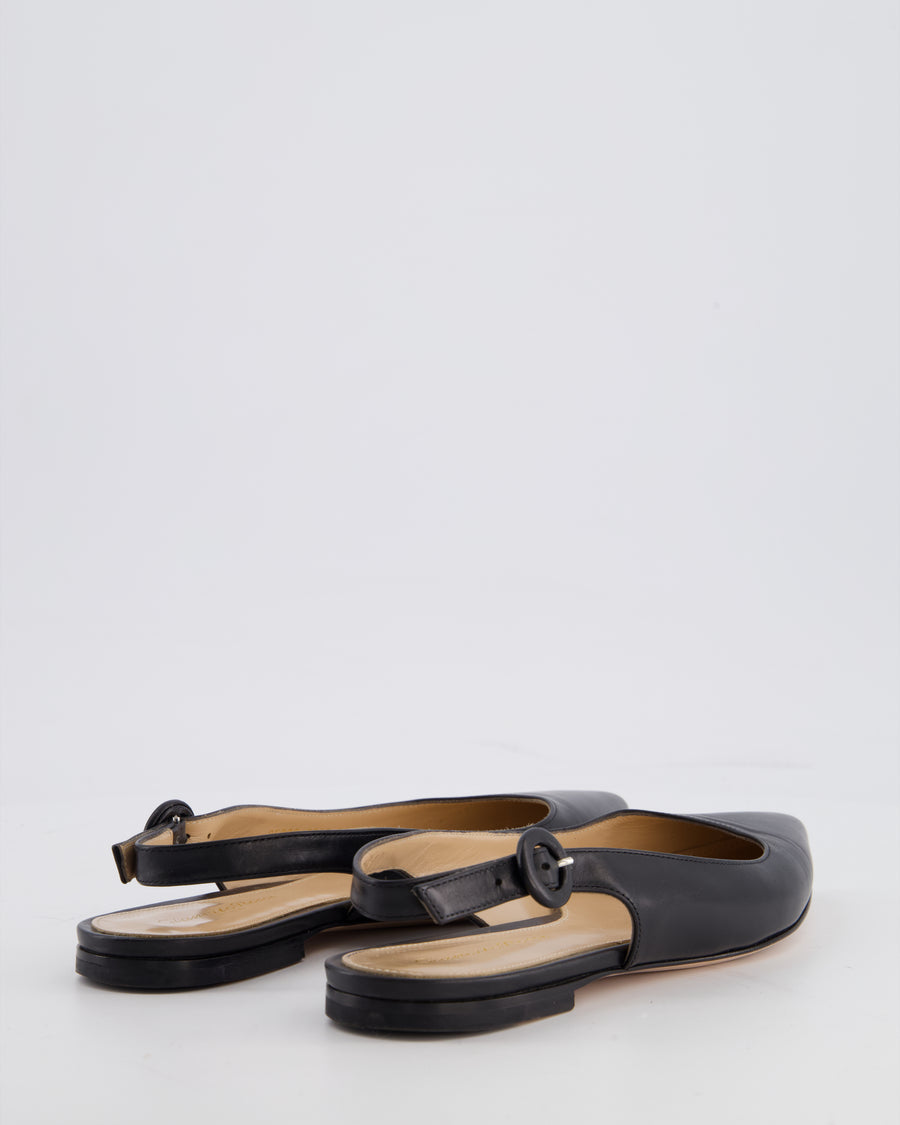 Gianvito Rossi Black Leather Slingback Flats Size EU 35.5