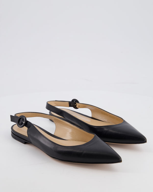 Gianvito Rossi Black Leather Slingback Flats Size EU 35.5