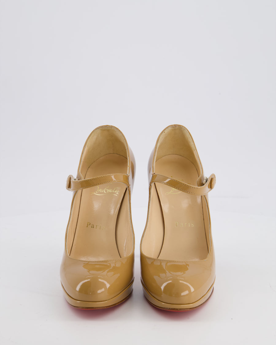 Christian Louboutin Miss Jane Patent Leather Mary Jane Nude Pump Size EU 35.5