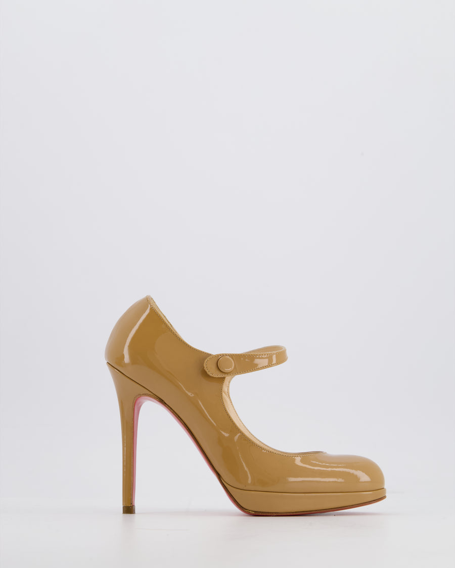 Christian Louboutin Miss Jane Patent Leather Mary Jane Nude Pump Size EU 35.5