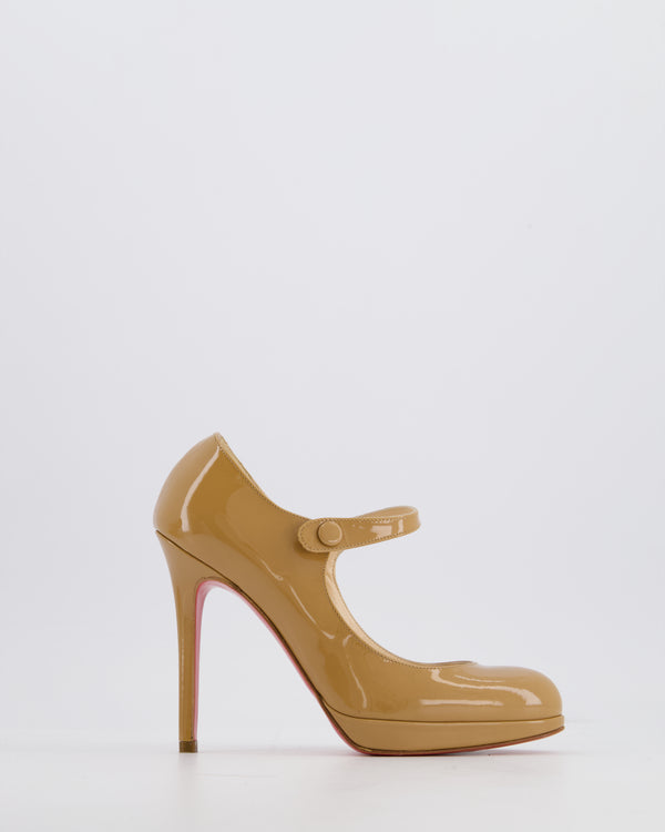 Christian Louboutin Miss Jane Patent Leather Mary Jane Nude Pump Size EU 35.5