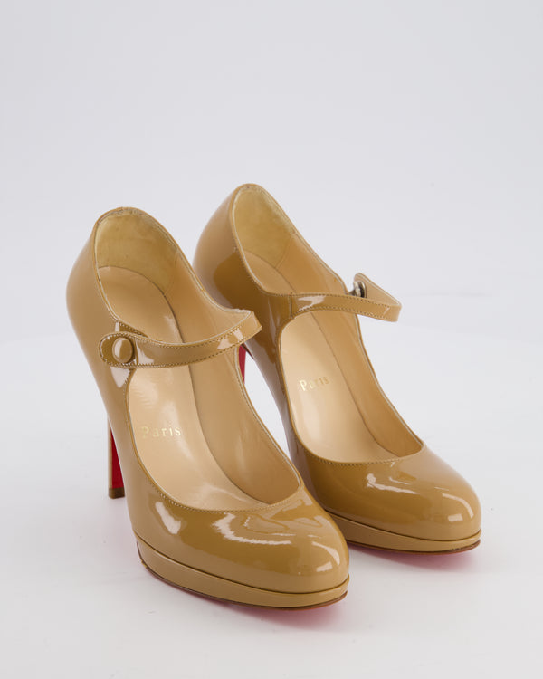 Christian Louboutin Miss Jane Patent Leather Mary Jane Nude Pump Size EU 35.5