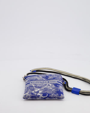 Christian Dior 2021 Blue Technical Fabric Small Travel Crossbody Pouch with Animal Print Detail