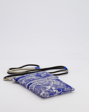 Christian Dior 2021 Blue Technical Fabric Small Travel Crossbody Pouch with Animal Print Detail