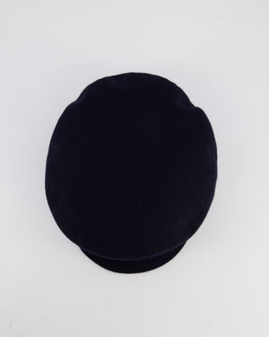 Chanel Navy Blue Newsboy Wool Hat with Tweed Detail Size M