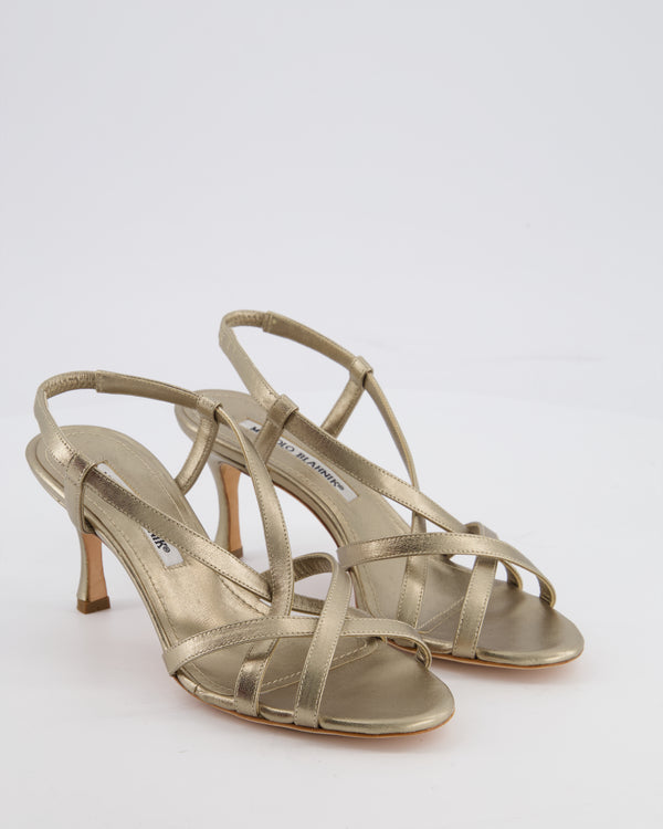 Manolo Blahnik Strappy Gold Heel Size EU 35
