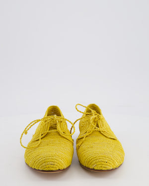 Manolo Blahnik Yellow Faza Raffia Oxford Shoes Size EU 35