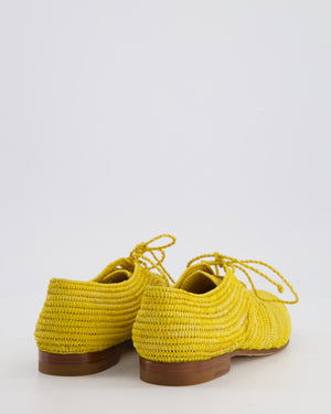 Manolo Blahnik Yellow Faza Raffia Oxford Shoes Size EU 35