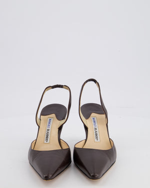 Manolo Blahnik Chocolate Brown Leather Heel Size EU 36