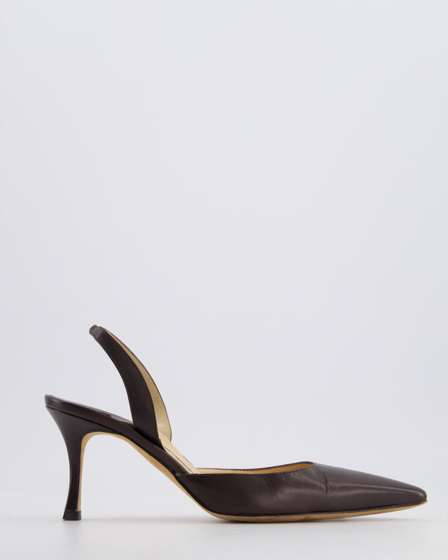 Manolo Blahnik Chocolate Brown Leather Heel Size EU 36