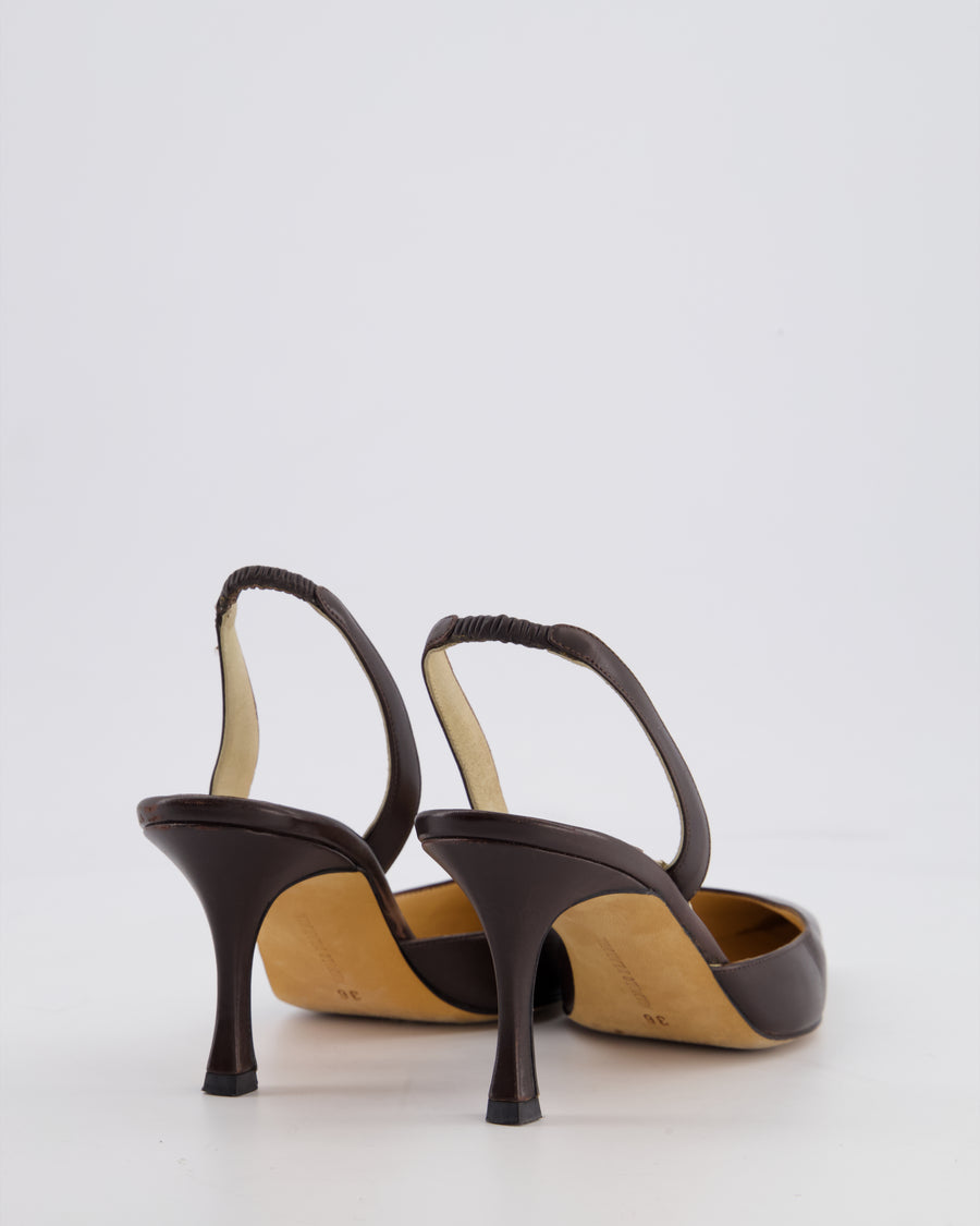 Manolo Blahnik Chocolate Brown Leather Heel Size EU 36