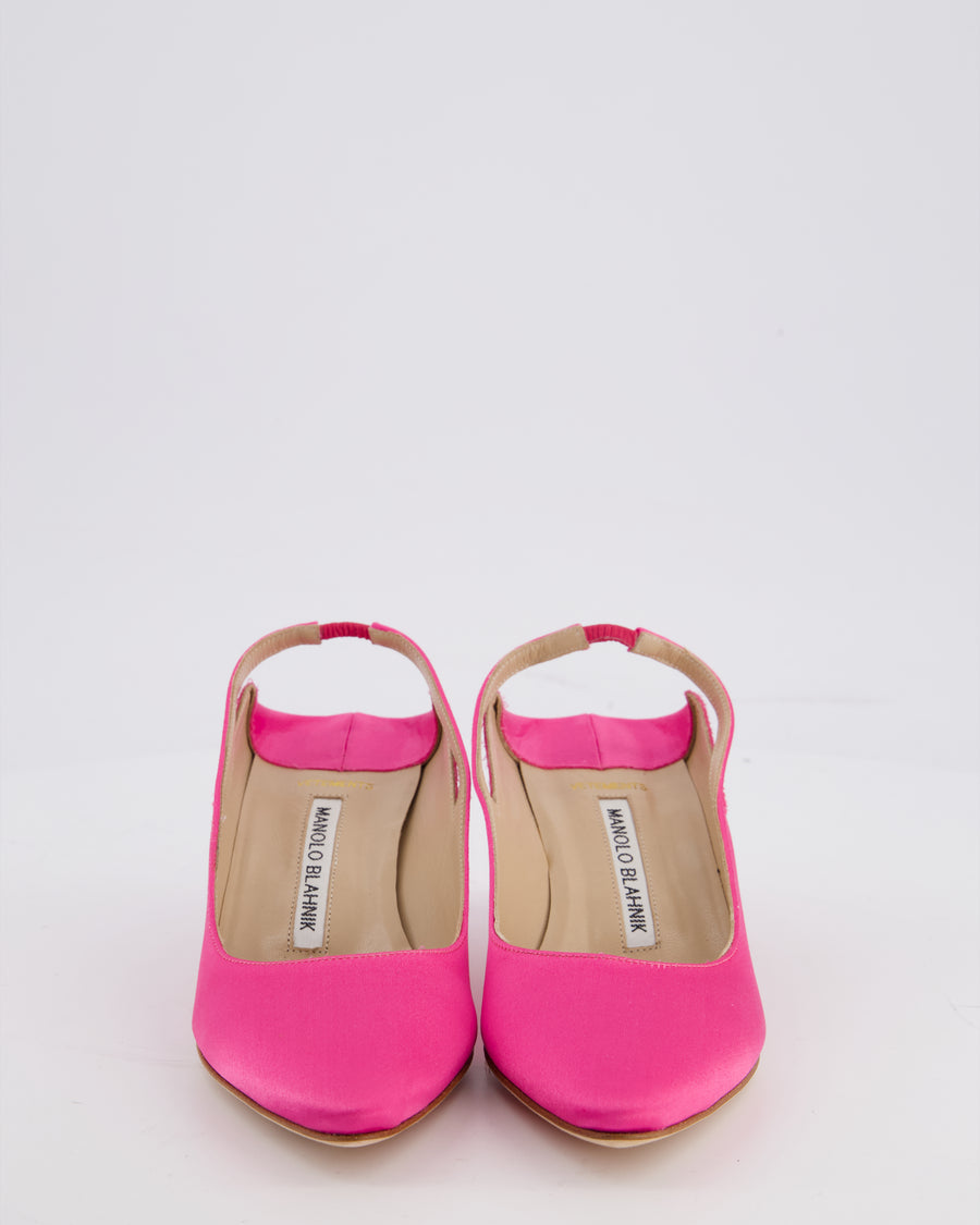 Manolo Blahnik x Vetements Pink Satin Pointed Toe Slingback Heel Size EU 35
