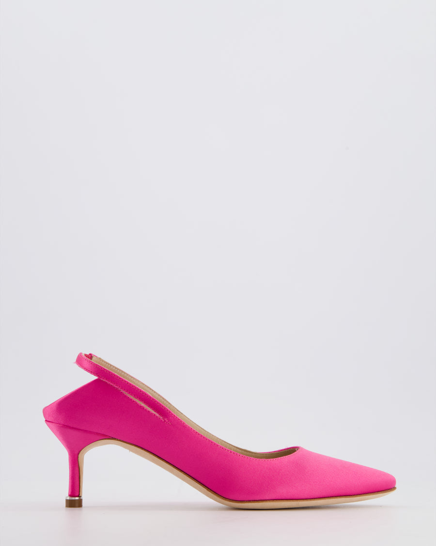 Manolo Blahnik x Vetements Pink Satin Pointed Toe Slingback Heel Size EU 35