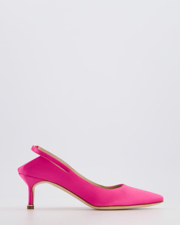 Manolo Blahnik x Vetements Pink Satin Pointed Toe Slingback Heel Size EU 35