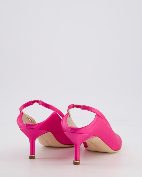 Manolo Blahnik x Vetements Pink Satin Pointed Toe Slingback Heel Size EU 35