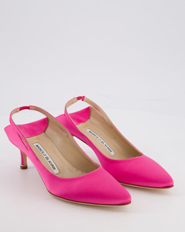 Manolo Blahnik x Vetements Pink Satin Pointed Toe Slingback Heel Size EU 35