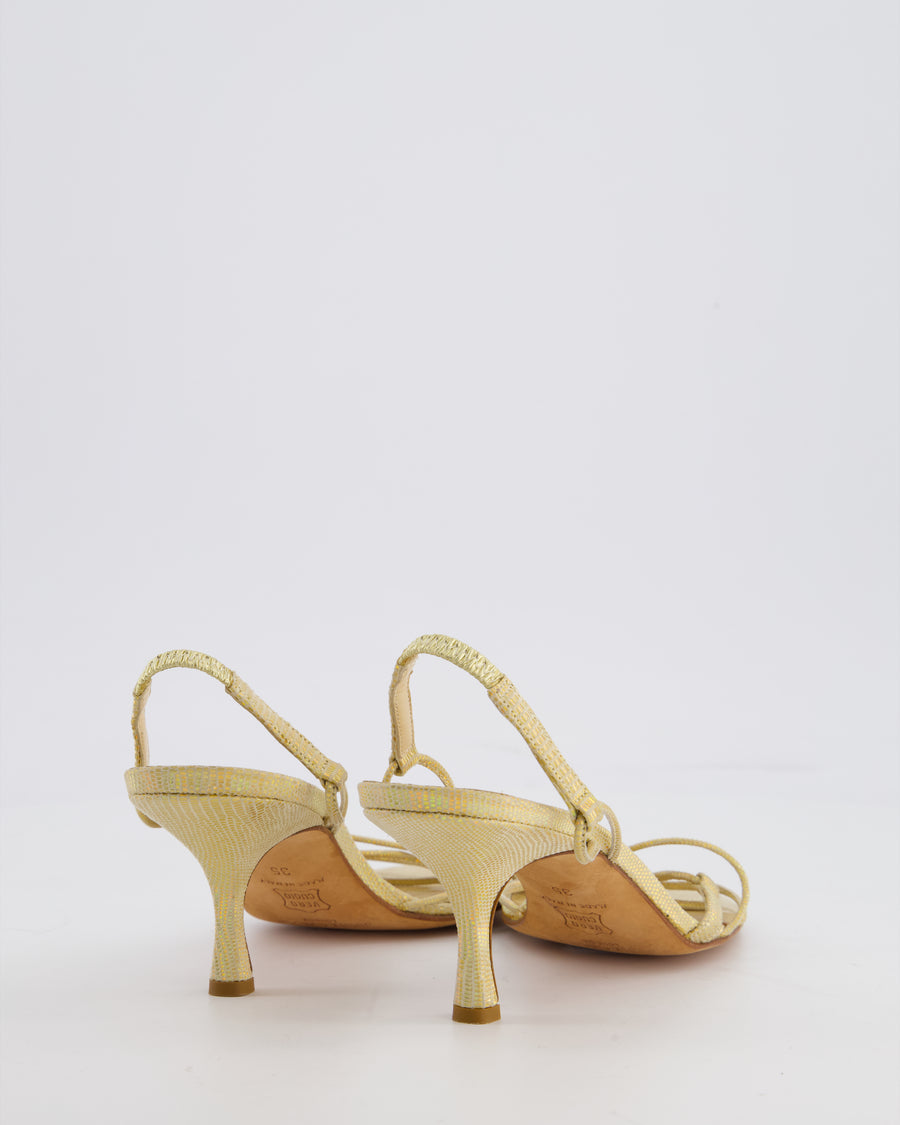 Jimmy Choo Yellow Iridescent Heeled Strappy Sandals Size EU 35