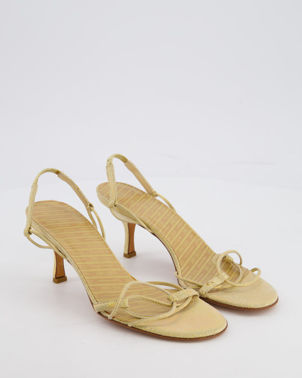 Jimmy Choo Yellow Iridescent Heeled Strappy Sandals Size EU 35