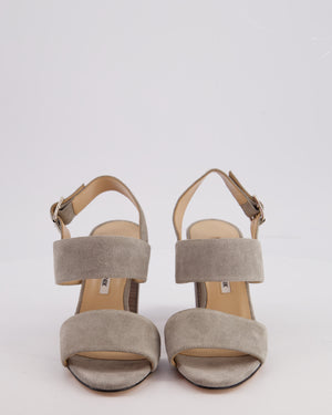 Manolo Blahnik Light Grey Suede Block BB Heel Size EU 35
