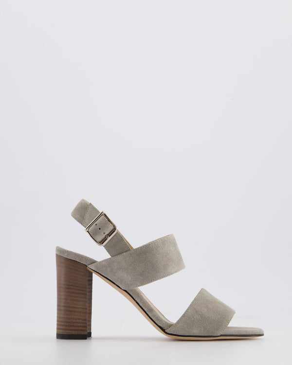 Manolo Blahnik Light Grey Suede Block BB Heel Size EU 35