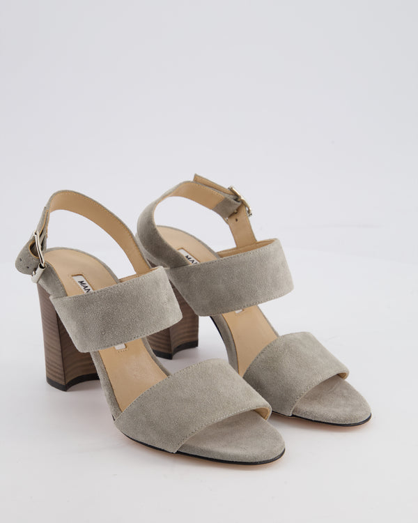 Manolo Blahnik Light Grey Suede Block BB Heel Size EU 35