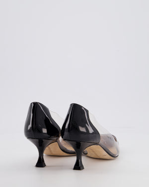 Manolo Blahnik Black Patent and Clear Stiletto Heel Pumps Size EU 34.5
