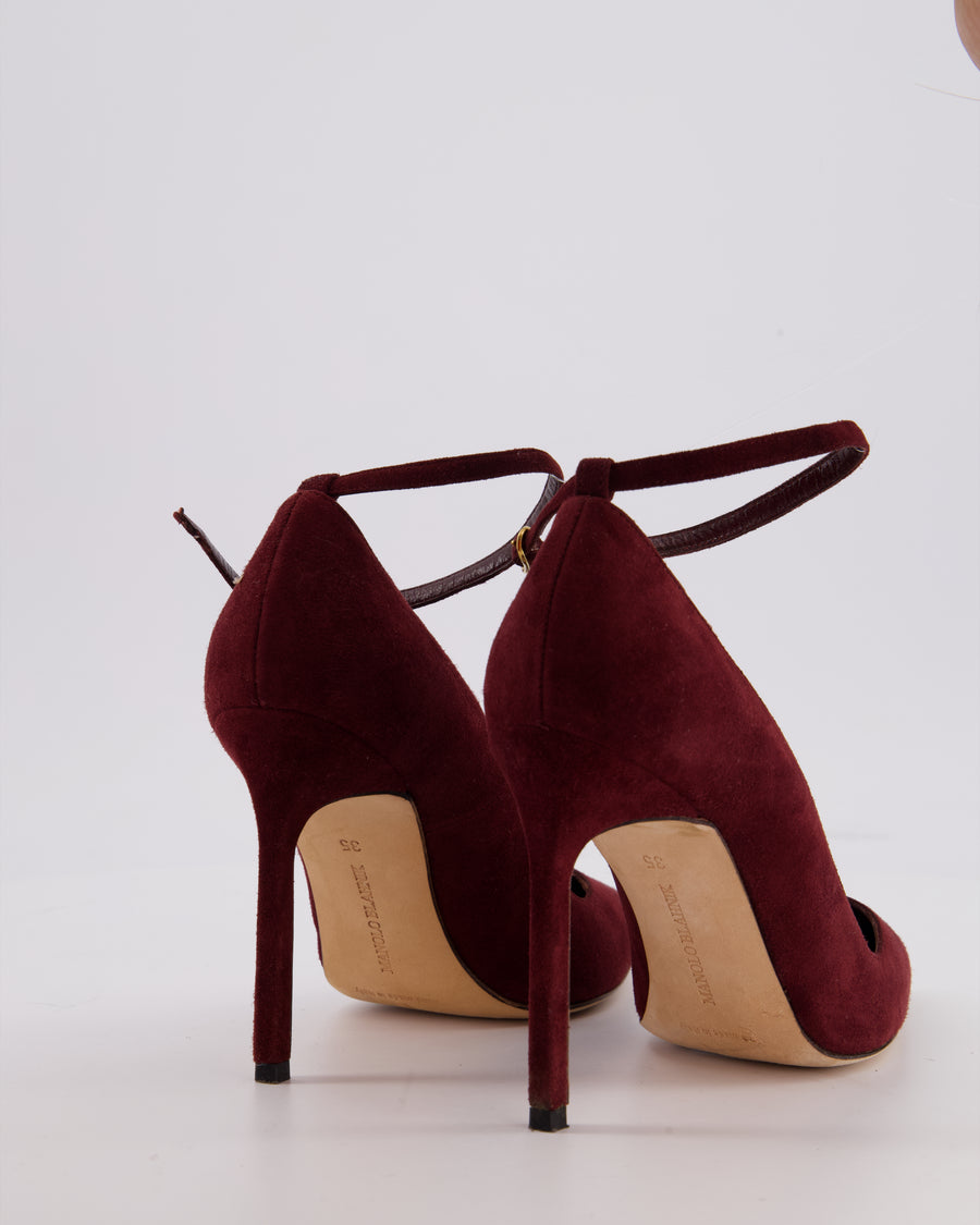 Manolo Blahnik Wine Red Suede BB Heel 105 Size EU 35